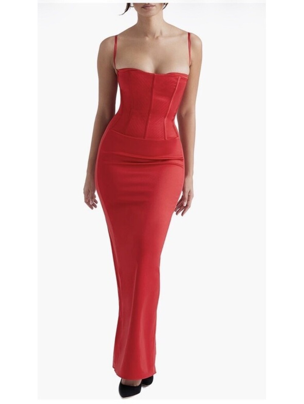 House Of CB Red Shani Corset Mesh Dress Size Small Retail $269